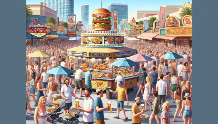 How to Enjoy Vegas Food and Drink Festivals: A lively Las Vegas festival with gourmet dishes, street food, craft beers, and celebrity chefs.