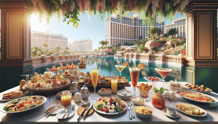Boozy Brunch in Vegas: Luxurious Las Vegas brunch at Wynn and Bellagio with gourmet buffets and botanical garden settings.