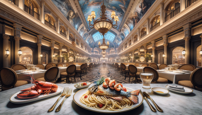 Luxurious Italian seafood restaurant in Las Vegas, serving fresh Mediterranean dishes like Spaghetti with Lobster and Grilled Branzino.